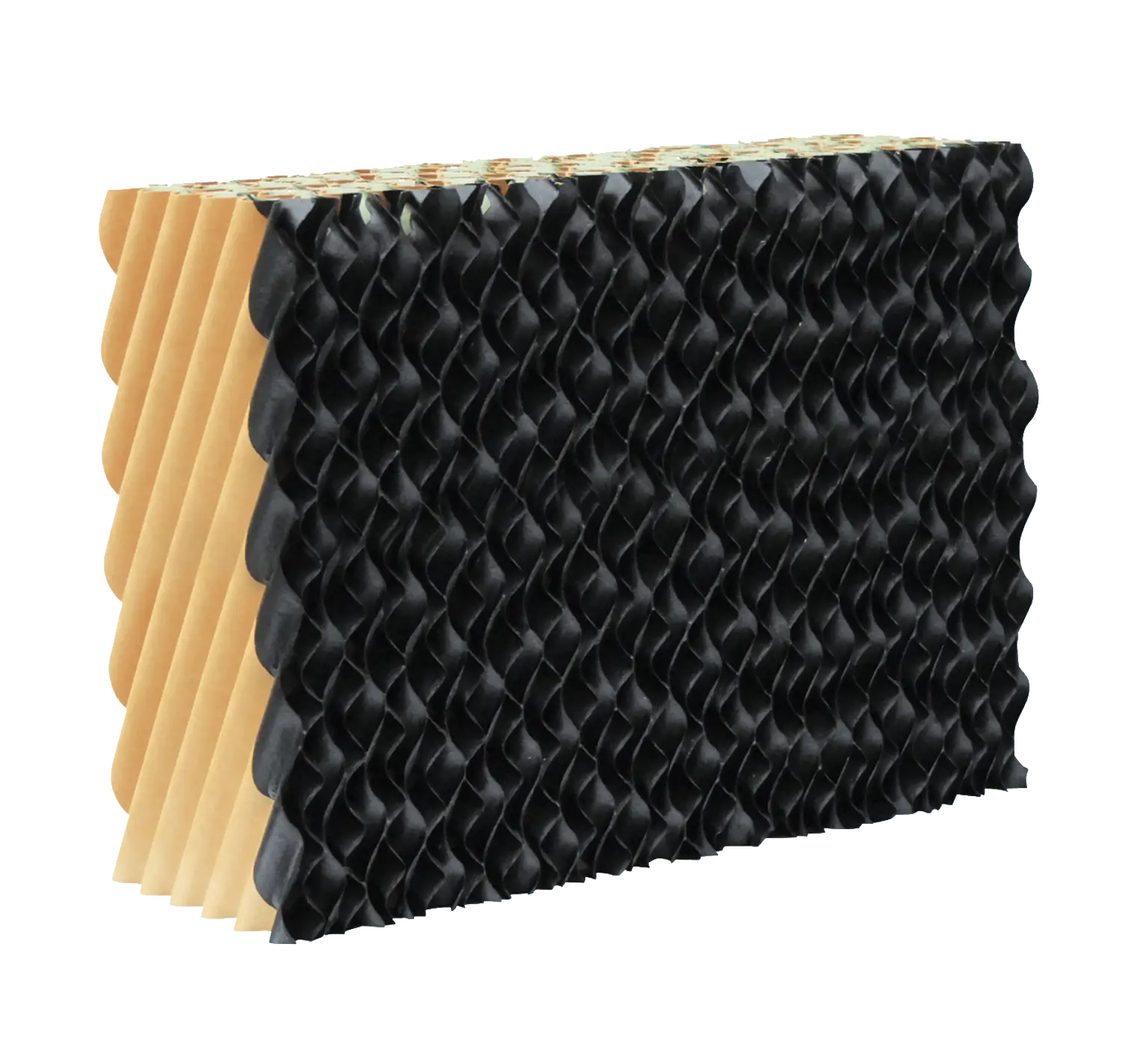 Corrugated evaporative cooling media block